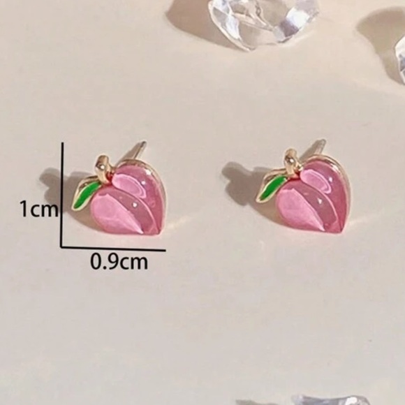 Peach Earrings, Peach Stud Earrings - Picture 4 of 4